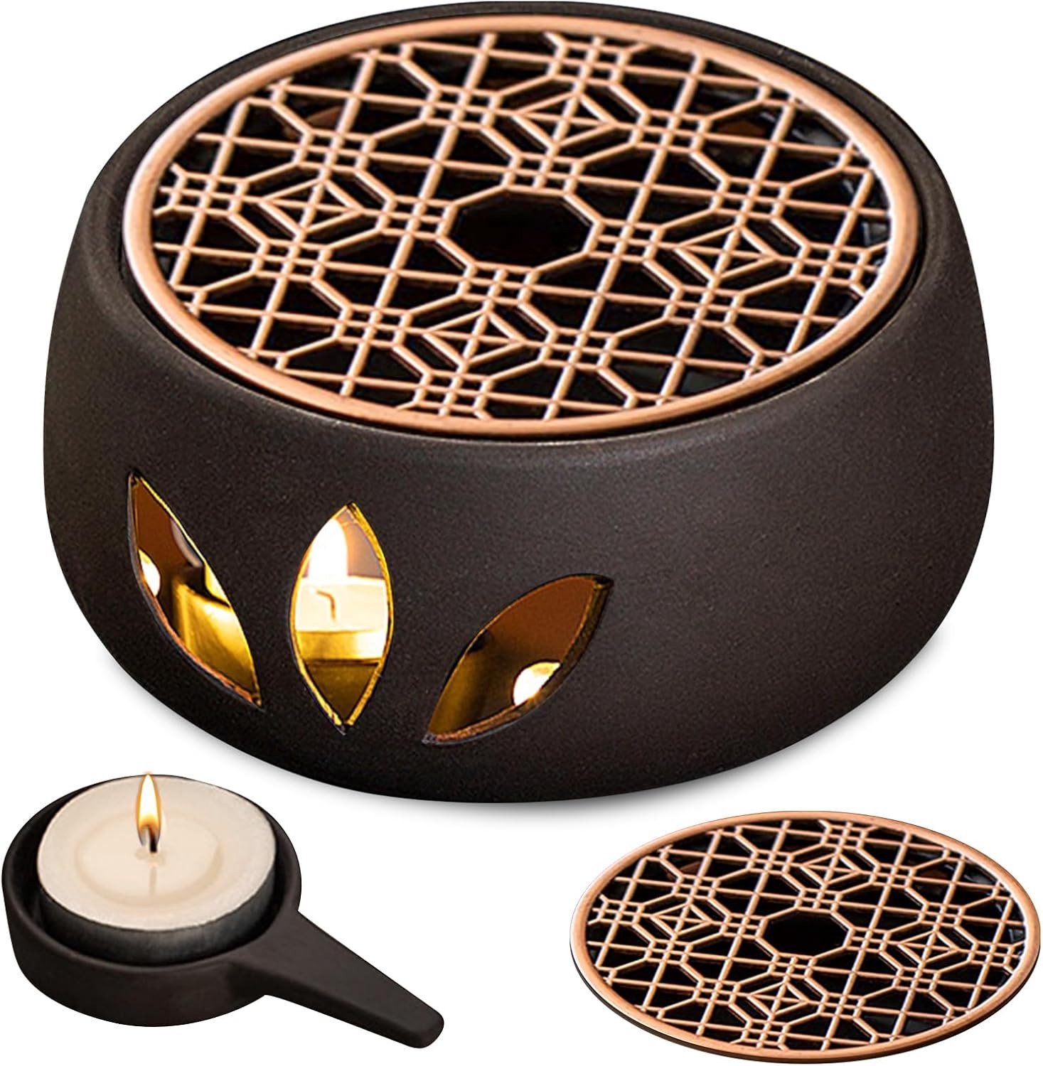 Keramische Theewarmer - Zwart - 12,6 x 5,8 cm - Duurzaam Porselein - Voor Thee en Koffie