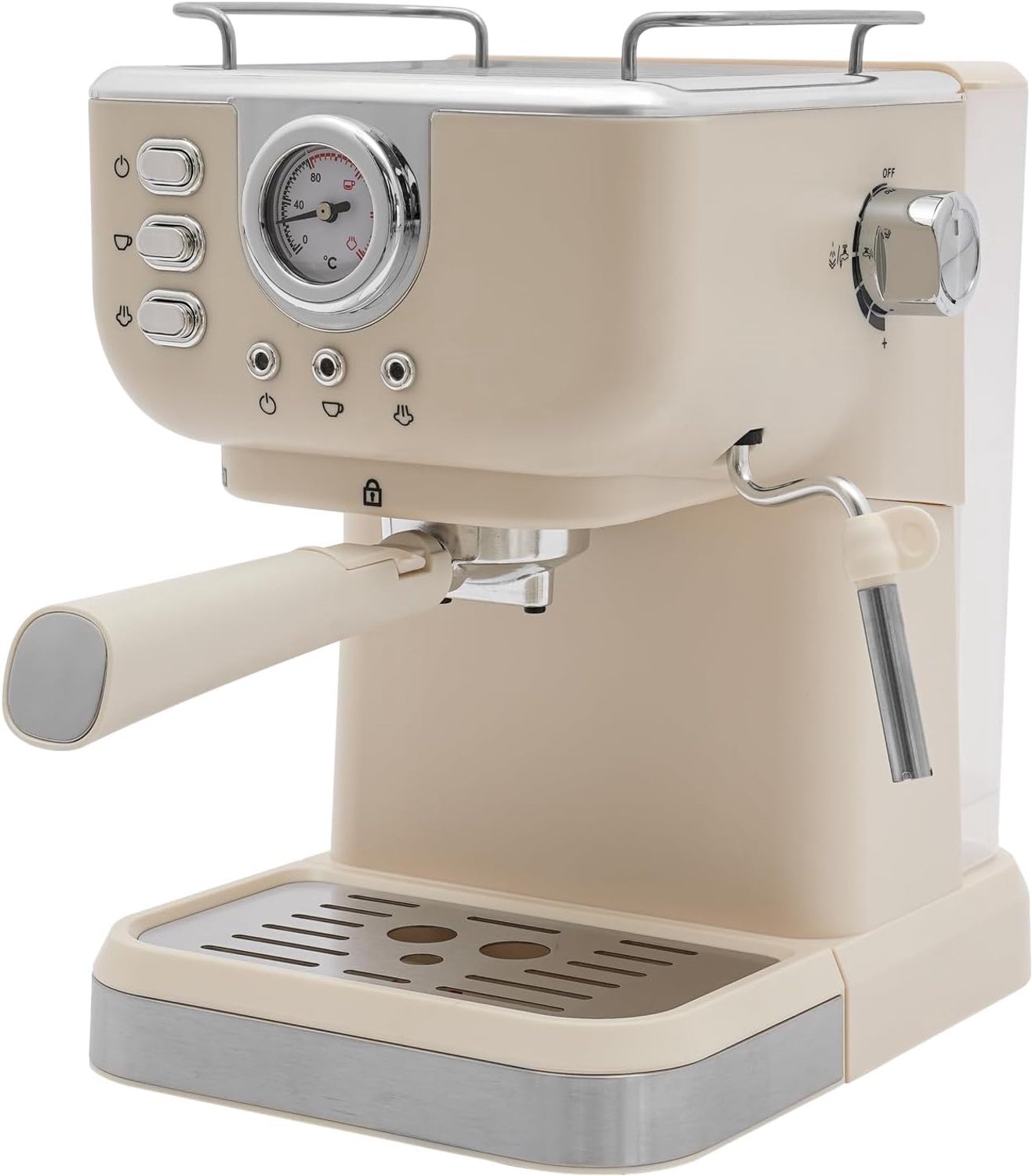 Espressomachine Halfautomatische espresso zeefdragermachine, 20 bar, zeefdrager, koffiezetapparaat met 1,5 liter waterreservoir voor espresso cappuccino latte macchiato 1050 W