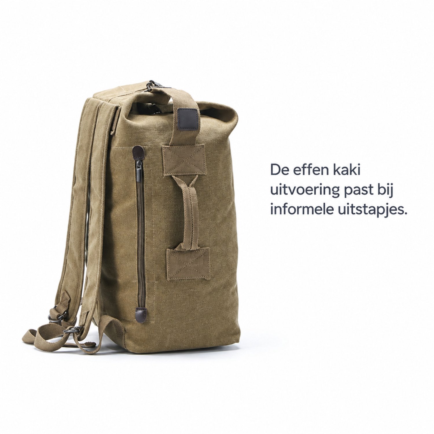 Rugzak - klein - effen kaki - voor vrijetijdsreizen