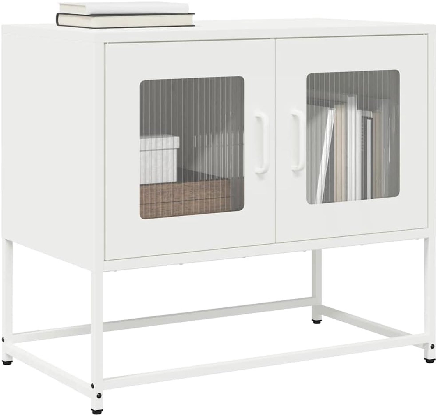 TV-kast wit tv-meubel media kast voor woonkamer studeerkamer 68x39x60,5 cm koudgewalst staal