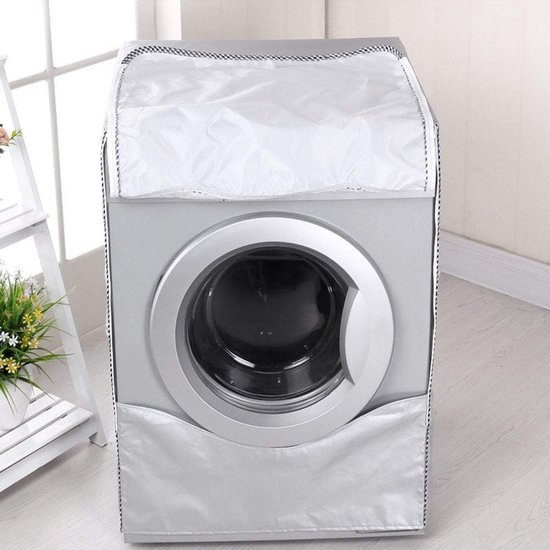 lyrlody Wasmachineafdekking, waterdichte afdekking voor de wasmachine met ritssluiting, stofdichte wasmachine-afdekking, zilver (L-opening) — afbeelding 2