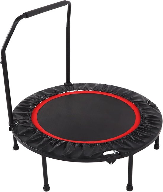 lyrlody Opvouwbare Trampoline voor Volwassenen en Kinderen, 32 Dikke Stalen Veren met Verstelbare Armleuningen van Schuim, Draagvermogen van 150 Kg, Rubberen Antislipvoetjes — afbeelding 5