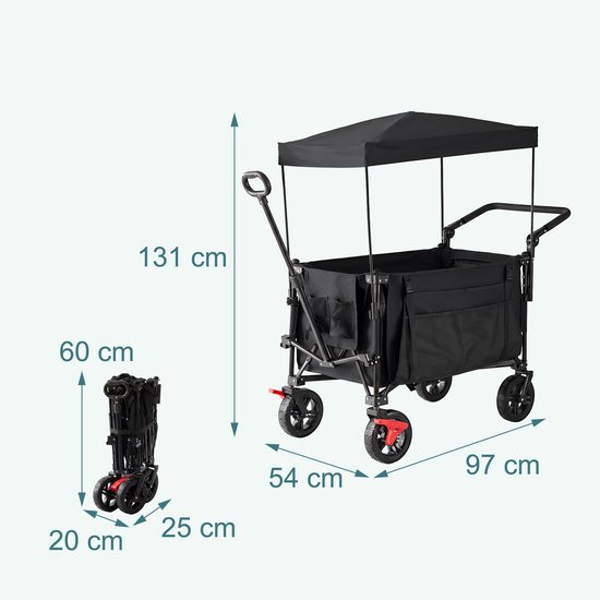 Bolderkar - 54x131x97 cm - zwart van Merkloos — afbeelding 3