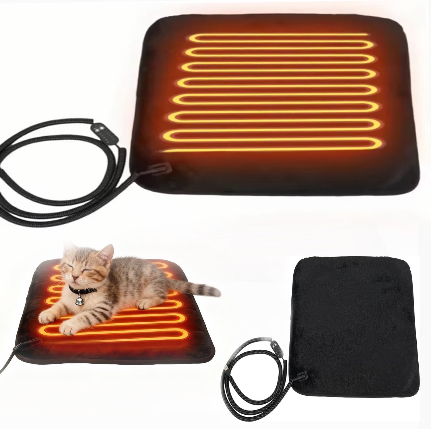 Verwarmingskussen Voor Huisdieren, Verwarmingskussen Voor Honden en Katten, Met Timerschakelaar en Kauwbestendig Snoer, Intelligente Temperatuurregeling Met Meerdere Niveaus.