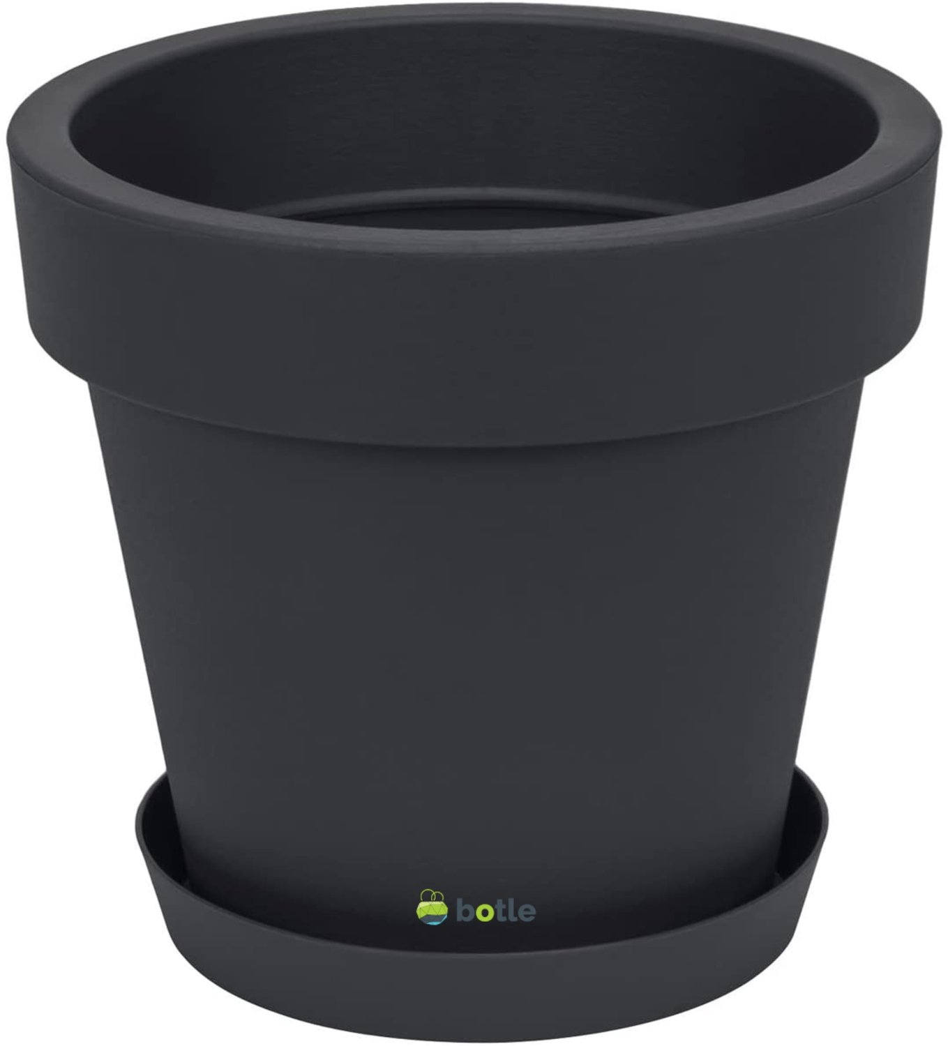 Antraciet Ronde Pot met Schotel Mat Ø35cm Kunststof