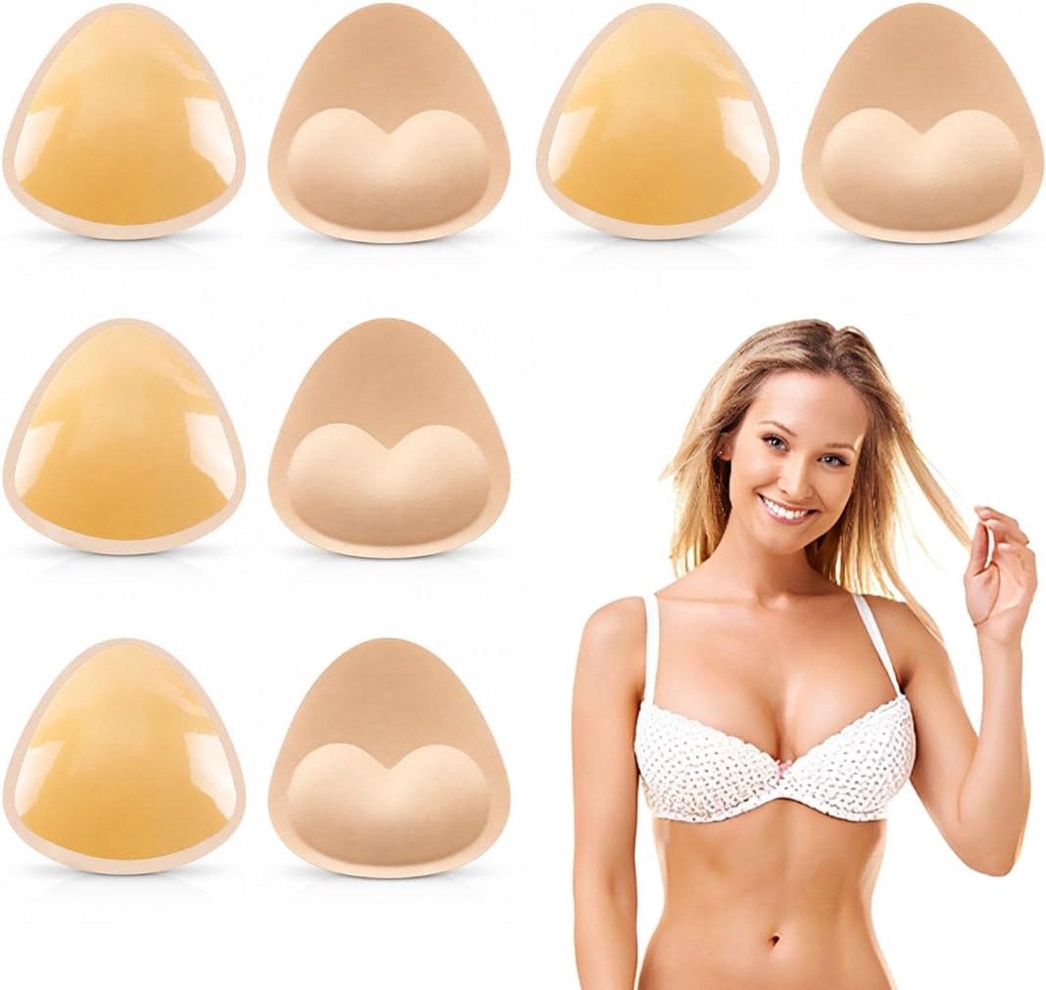 4 Paar Zelfklevende Driehoekige Beha-Vullingen, Dikte 2,5 Cm, Naadloze Push-Up Voor Bikini'S En Badpakken