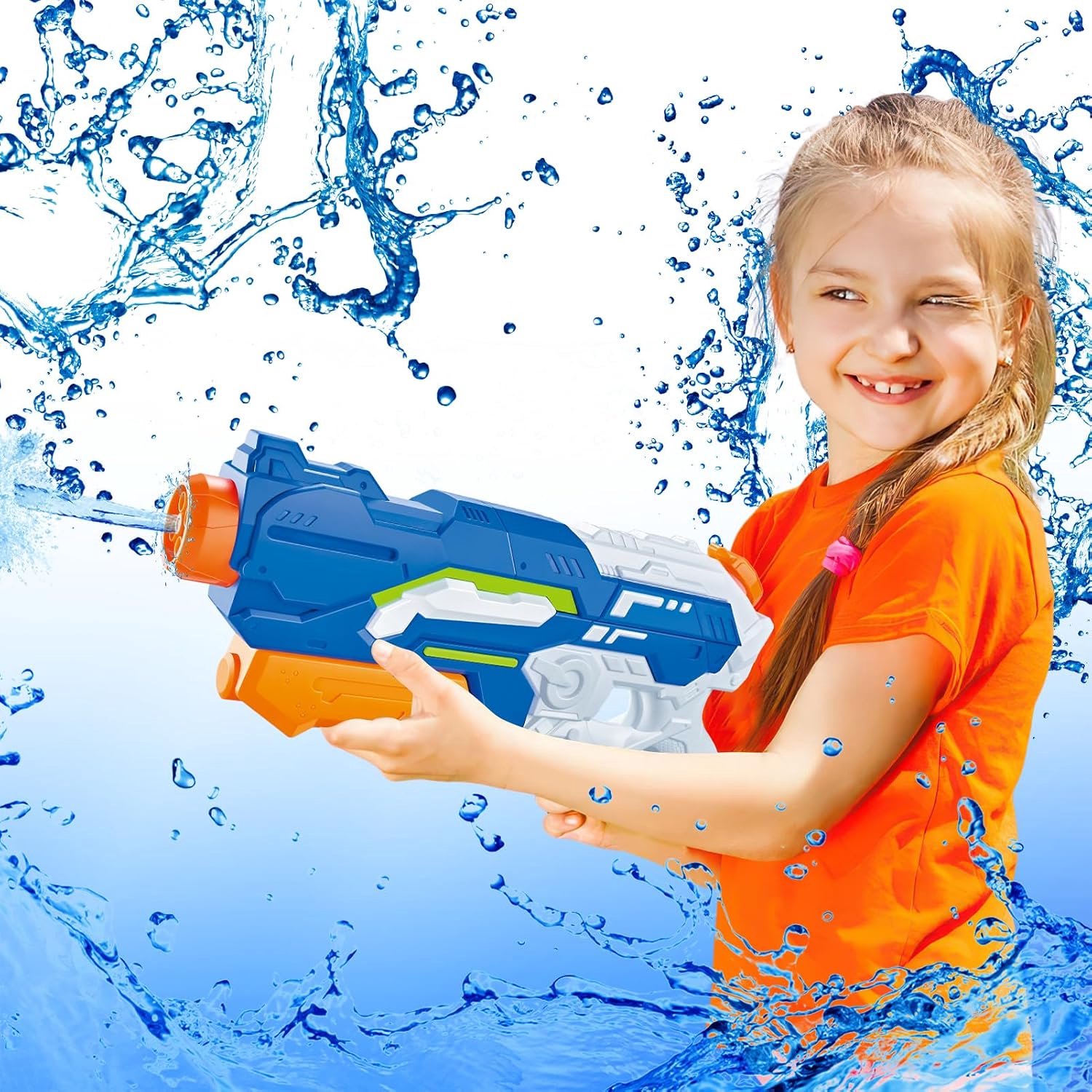 Krachtig waterpistool, 1200 ml, waterpistool, speelgoed, waterpistolen met lang bereik van 3 - 3 m, waterpistool, battle met hoge capaciteit, super liquidator voor kinderen en volwassenen (blauw)