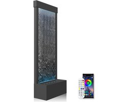 LONGRUN Binnenspiegel Waterval Fontein met APP Gecontroleerde Multicolor LED Licht, Outdoor Tuin Vloer Staande Fonteinen Kit, 45,5x20x12cm Home Decor Grote Vrijstaand Water Feature Watervallen-Zwart