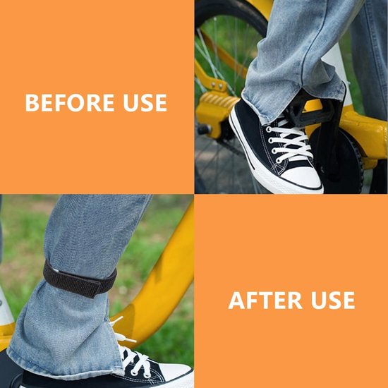 4 stuks elastische broekklemmen met klittenbandsluiting voor fietsen, wandelen, vissen, jagen, tuinieren en militaire uniformen (zwart) — afbeelding 3