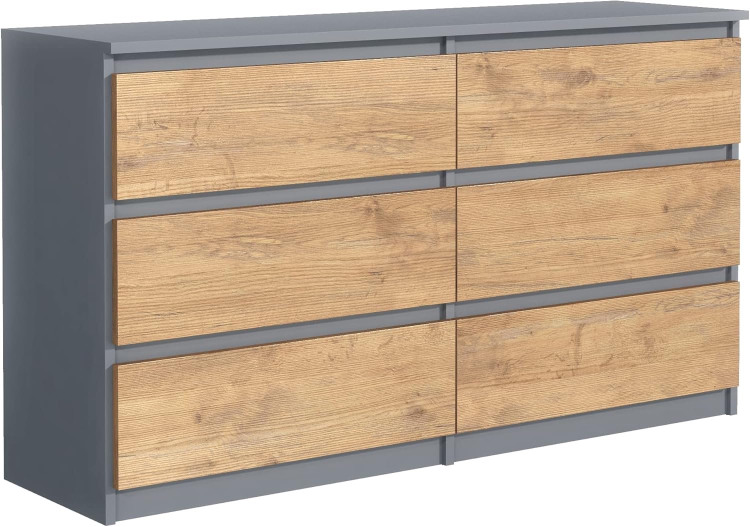 meble masztalerz Ladekast 120 cm, 6 Lades, Antracietkleurige & Lancelot | Opbergkast voor de Woonkamer 120x78,5x39 cm, Kasten Slaapkamer, Cabinet voor de Hal