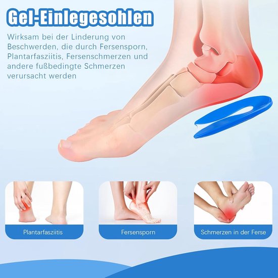 Comfortabele gel inlegzolen voor hielspoor, schokabsorberende hielkussens, orthopedische ondersteuning voor heren en dames — afbeelding 3