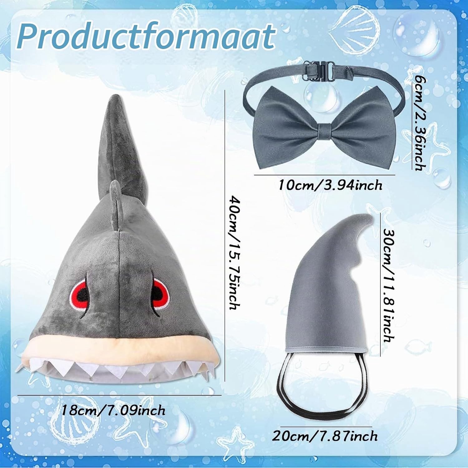 Grappige Haai Hoeden Set voor Kinderen en Volwassenen - Originele Kostuumaccessoires voor Carnaval en Halloween, Leuke Vis Hoeden voor Feestjes en Themadagen