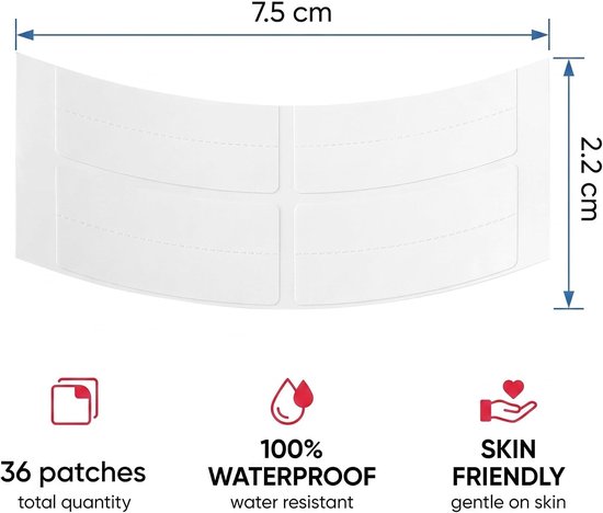 36 stuks pruikenlijm, dubbelzijdige waterdichte pruikband, extra sterk, tape extensions lijm voor kanten pruiken en toupets, pruik lijm tape plakstrips, pruikenaccessoires, blauw — afbeelding 3