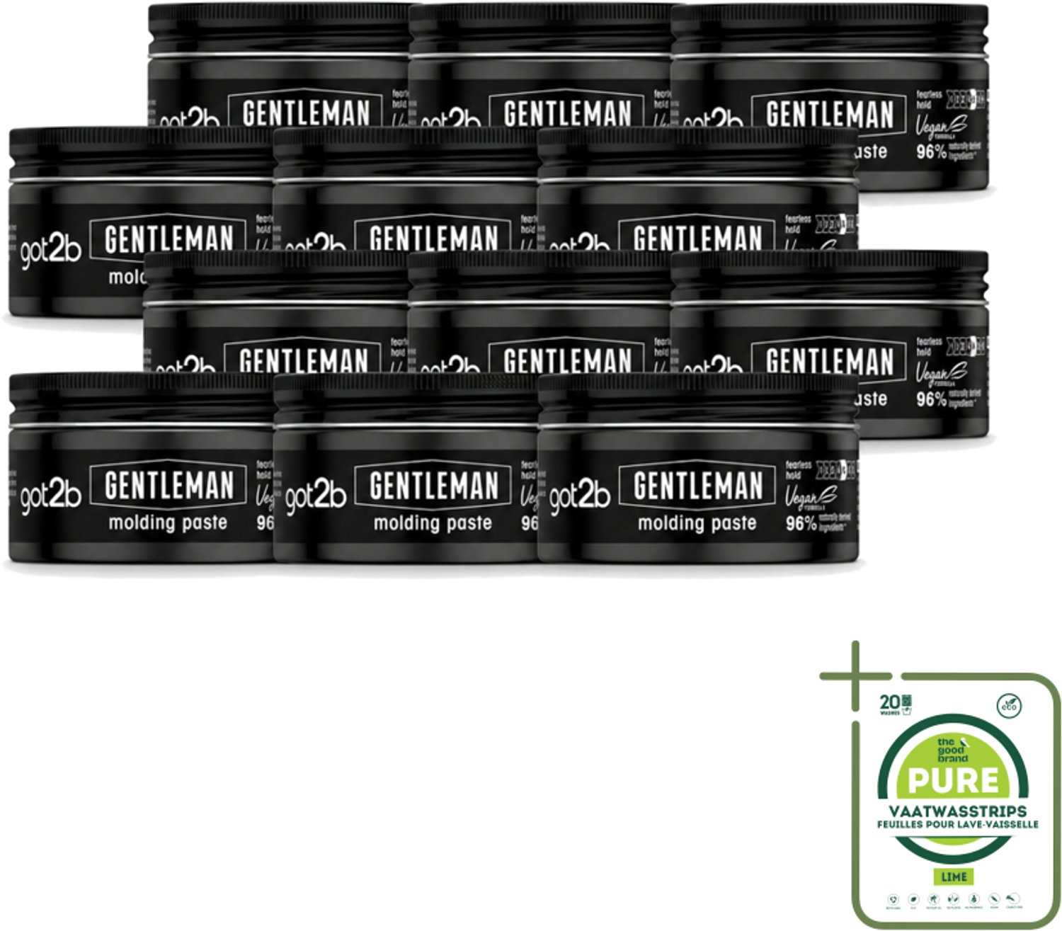 12 x Got2B - Molding Paste - Gentleman - 100 ml - Grootverpakking - Vaatwasstrips - Haarmodel - Stijlvolle Look - Natuurlijke Finish - Hold - Haartype