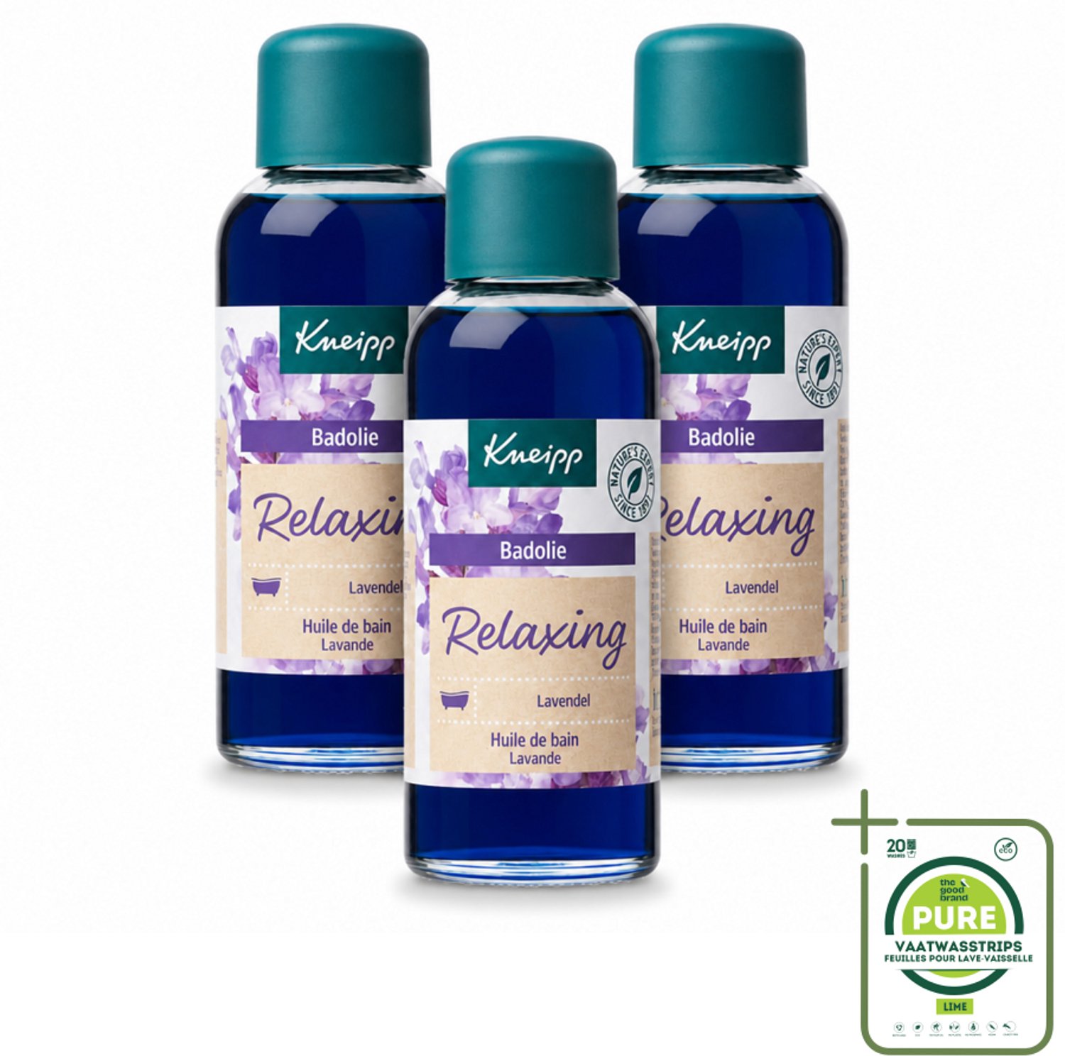 3 x Kneipp - Badolie - Lavendel - Ontspannende geur - 100 ml - Grootverpakking - Vaatwasstrips - Badolie Lavendel - Ontspanning - Rustgevende Geur - Huidverzorging - Natuurlijke Badolie