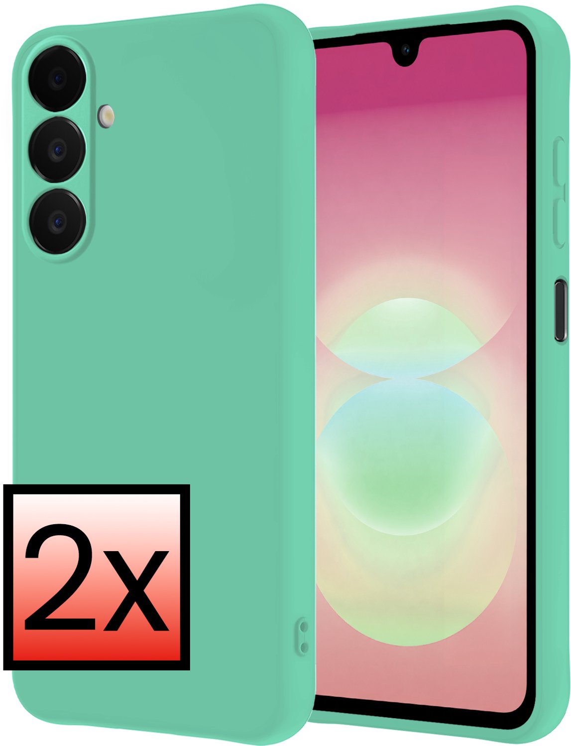 Hoesje - 2 Stuks - Geschikt voor Samsung Galaxy A18 - Sterk & Shockproof - Case Siliconen - Back Cover - Telefoon Hoes - Mint Groen