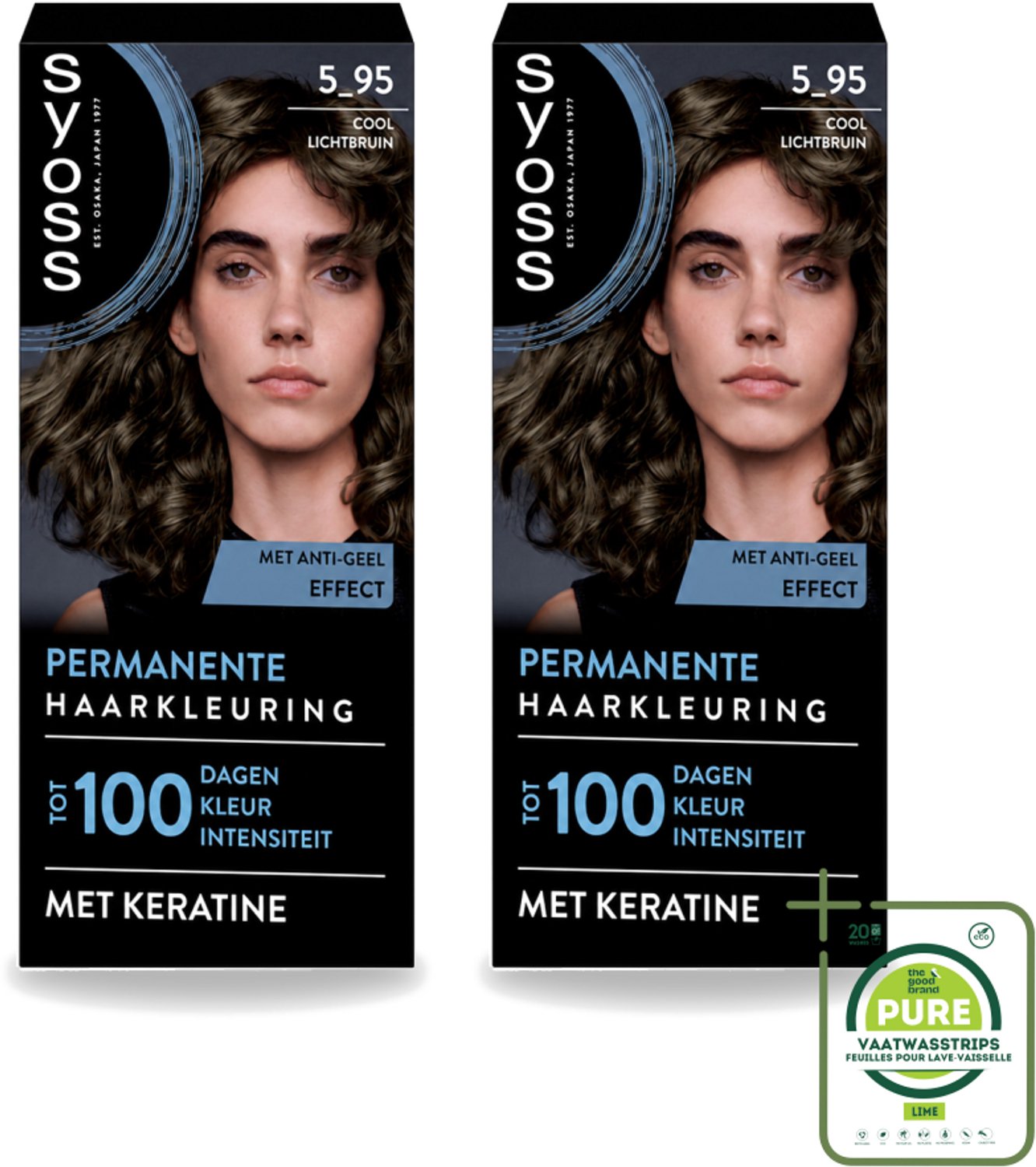 2 x SYOSS - Permanent Coloration 5-95 - Haarverf - Permanente Haarkleuring - Cool Lichtbruin - Grijsdekking - Vermindert Haarbreuk - Grootverpakking - Haarkleur - Haarkleuringscrème - Haarkleuringsmasker - Keratine - Haarkleuringsproduct