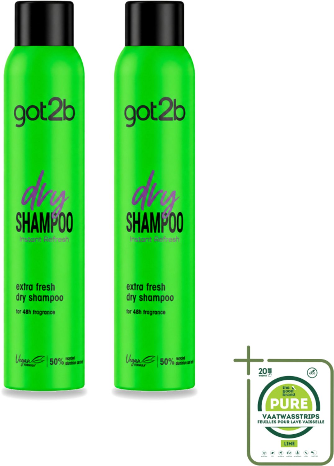 2 x Got2B - Droogshampoo - Extra Fresh - 200 ml - Grootverpakking - Vaatwasstrips - Droog Haar - Fris Haar - Droogshampoo - Haarkleur - Haartextuur