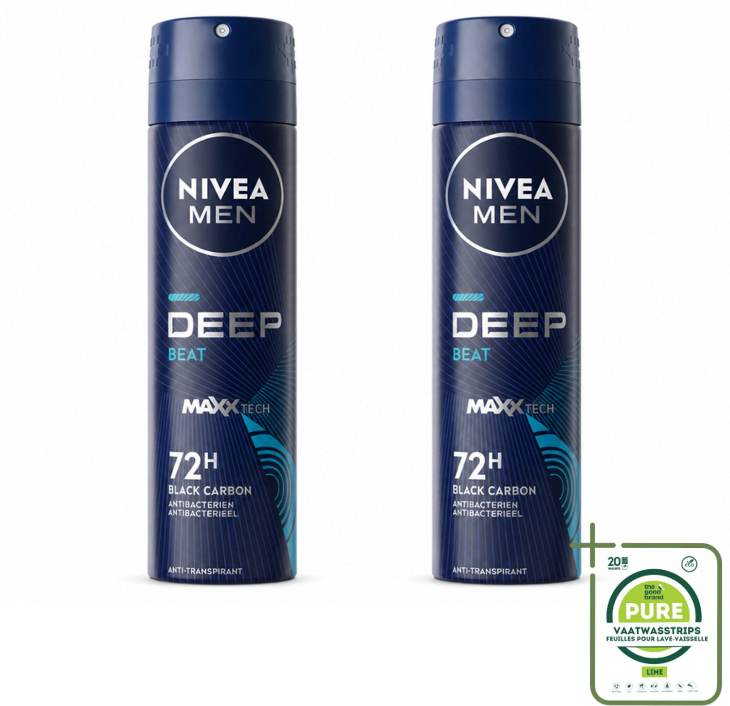 2 x NIVEA MEN - Deospray - Deep Beat - 150 ml - Grootverpakking - Anti-transpirant Spray - Zweetbehandeling - Houtige Geur - Mannelijke Geur - Droge Huid