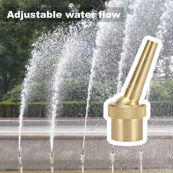 2 Stuks 3/4in Messing Fonteinmondstuk, DN20 Verstelbare Richting Jet Waterfontein Koperen Spray Sprinkler Sproeikop voor Tuinvijver Landschap — afbeelding 2