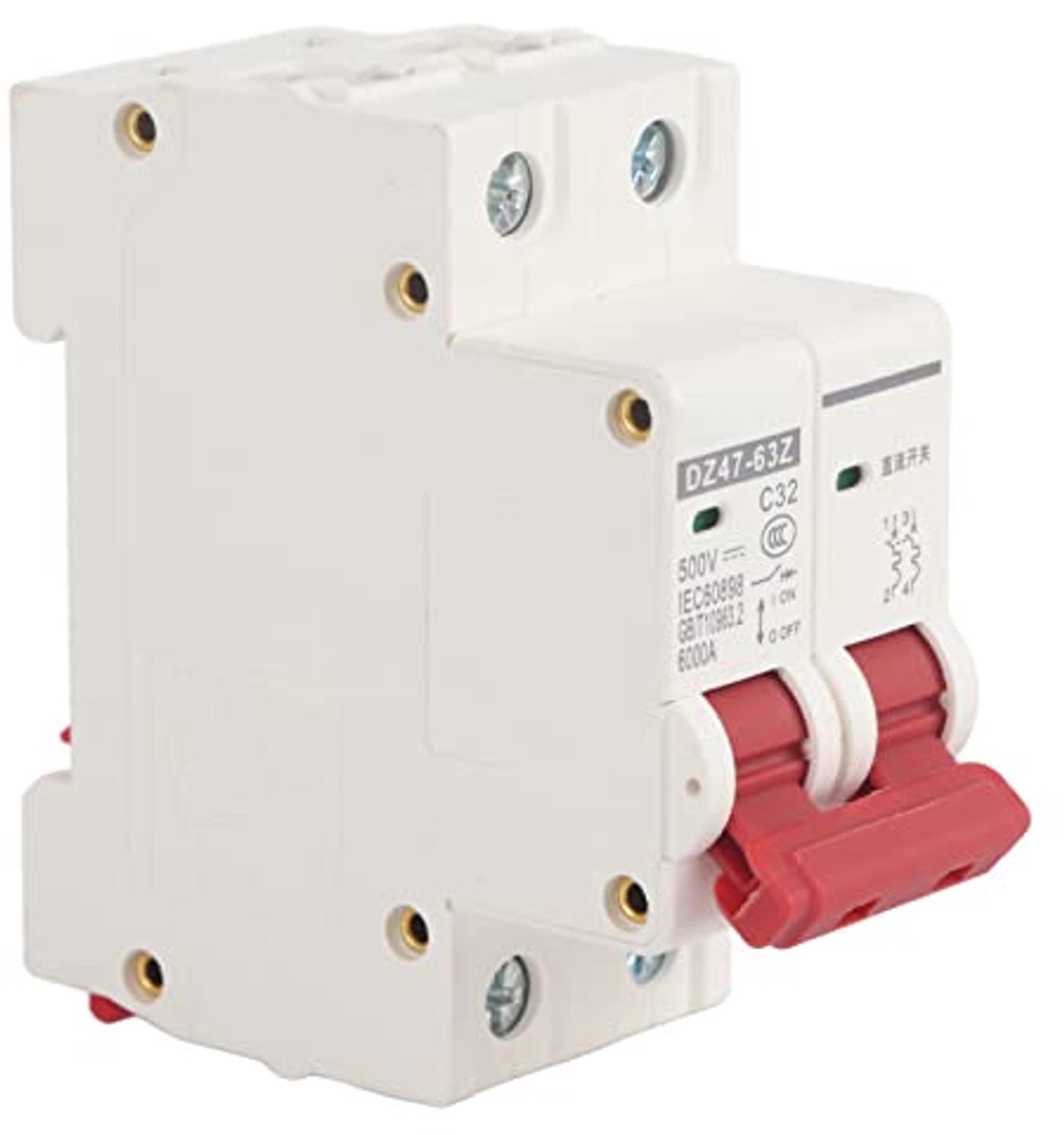 Mcb veiligheidsschakelaar 2p DC500V 32A, spanningsbescherming, lekbescherming, luchtschakelaar