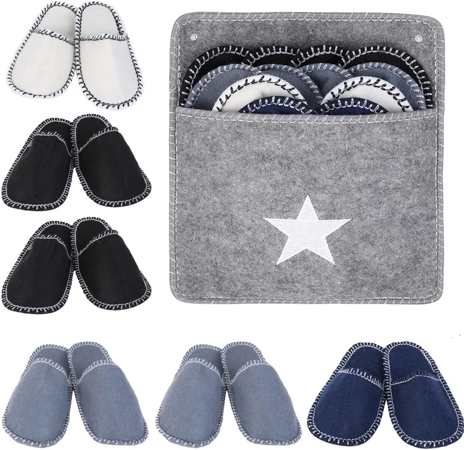 6 paar wegwerppantoffels van vilt, fleece, draagbaar, wasbaar, antislip, voor familie, spa, gasten, hotels, reizen, beige, maat XS breed voor dames en heren