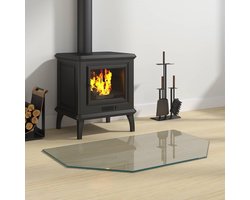Bodemplaat voor open haard, 80 x 50 cm, van gehard glas, vonkenbeschermingsplaat voor kachels, bodemplaat voor open haarden, veiligheidsglas, vuurvast