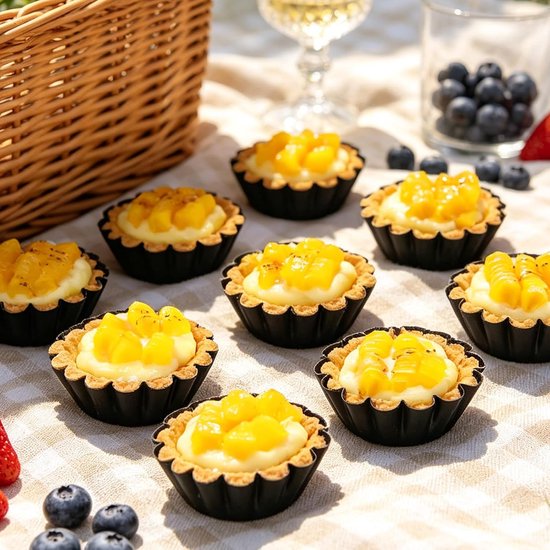 24 stuks taartvormpjes, mini-bakvormen van koolstofstaal, herbruikbaar, geschikt voor eiertaart, pudding, muffins, cake, oven en heteluchtfriteuse — afbeelding 3