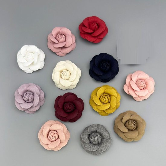 10 stuks kunstmatige bloemhoofden kleding decoratie accessoires 5,5 cm camelia bloemhoofden esthetische nepbloemen voor het maken van haaraccessoires, wit — afbeelding 3