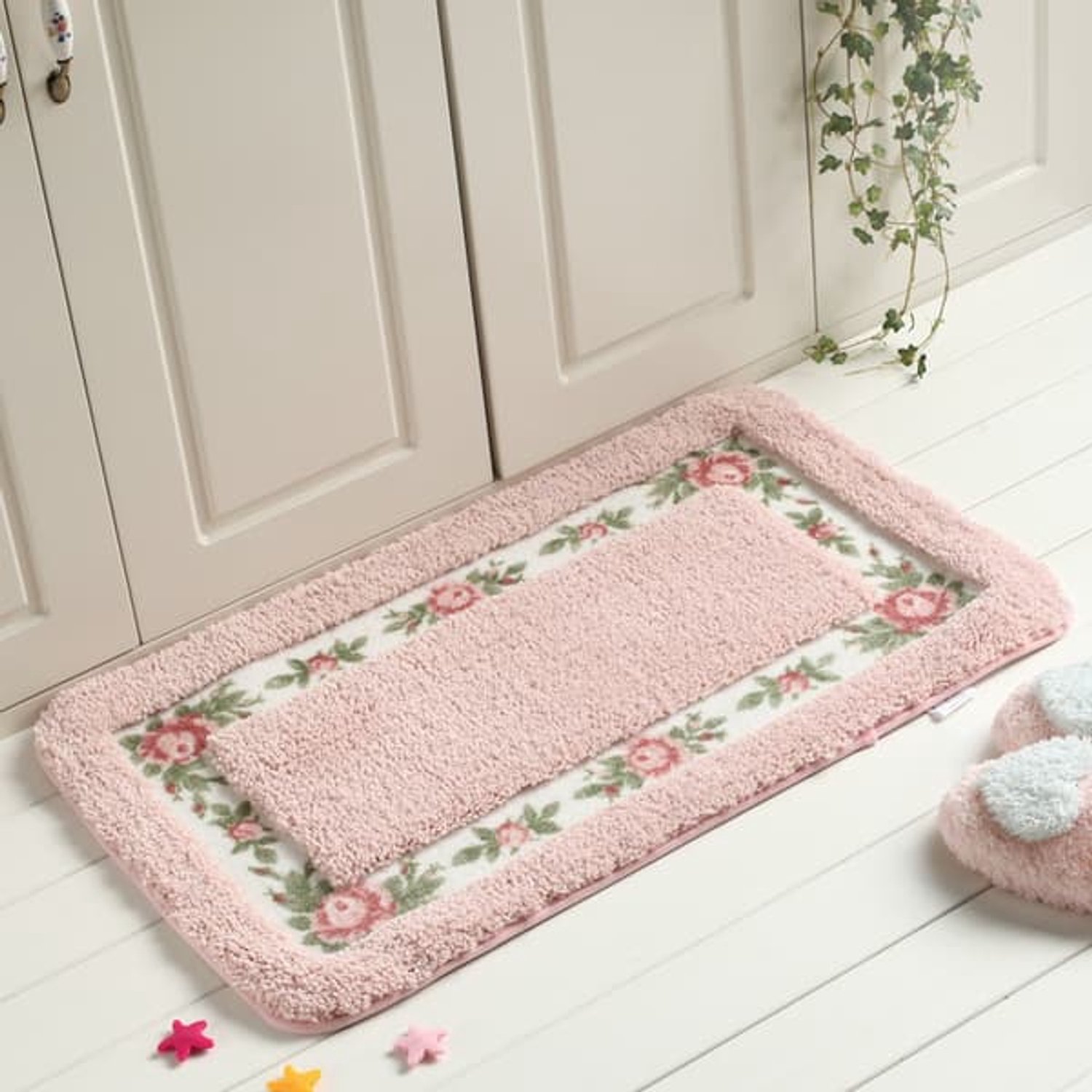 Romantische rozen badkamermat - Zacht, absorberend, antislip, entreemat - roze - 60x90cm