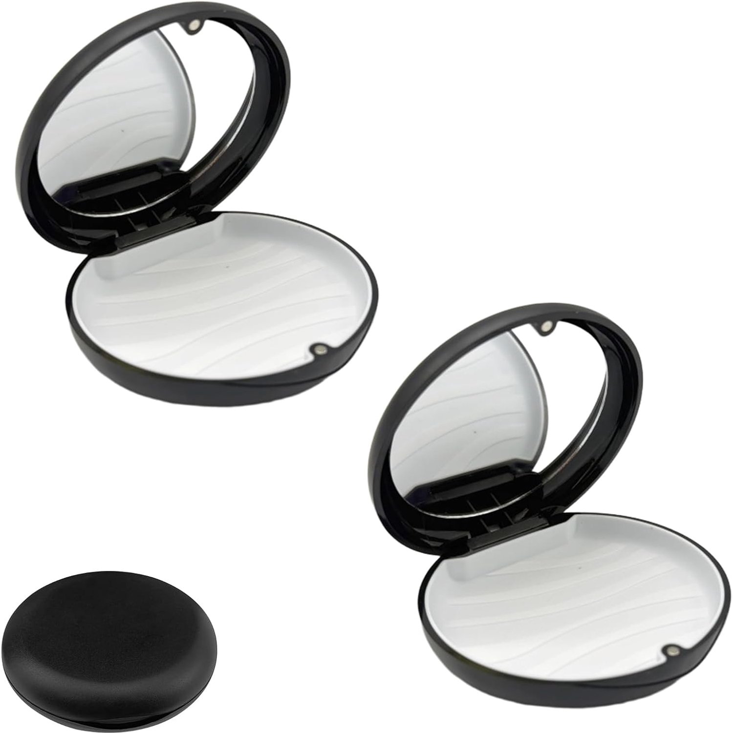 Etui voor tandmedicijnen (2 stuks), draagbare container met spiegel en magneetsluiting, siliconen kussen voor mondbescherming, zwart
