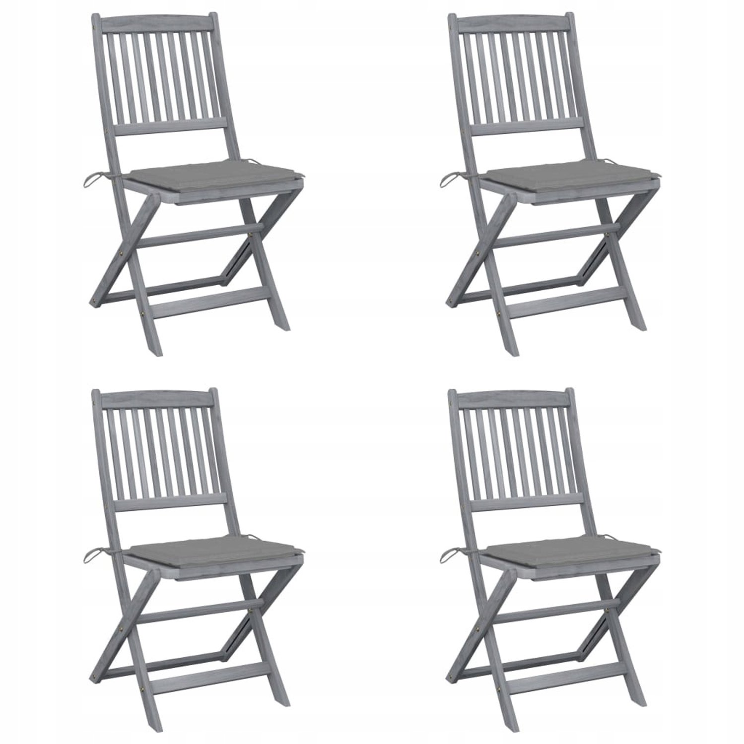 4x Houten Klapstoelen met Kussens - Tuin, Balkon, Terras