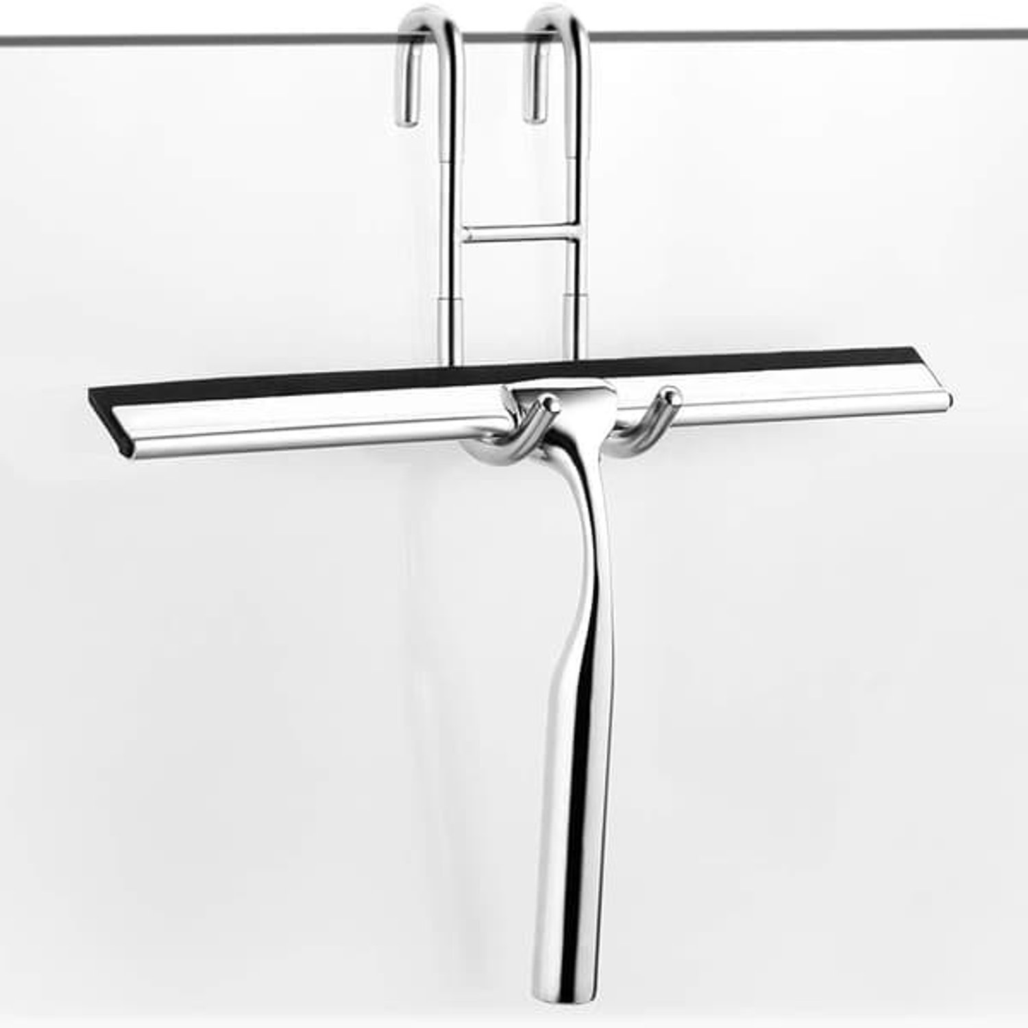 Douchekrabber van roestvrij staal, 25 cm, boorvrije douchekrabber, raamkrabber met muurhouder, badkamerkrabber voor het schoonmaken van badkamers