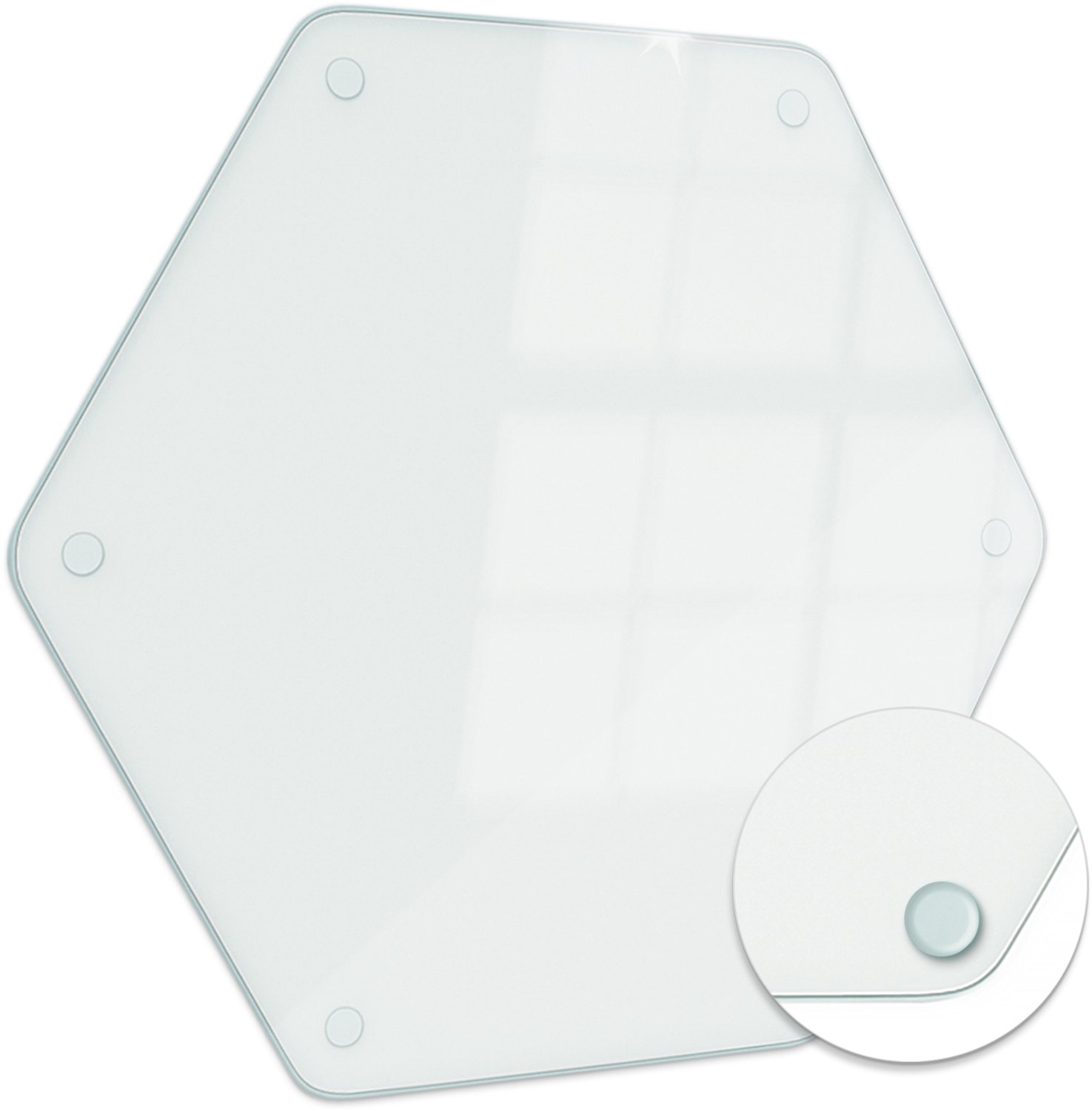 WallMuralia Glazen Snijplank - Hexagon 40 cm - Snijplank van Gehard Glas - Transparante Keukenbenodigdheden - Serveerplank van Glas - Beschermplaat