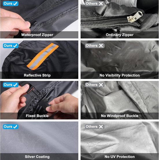 420D Oxford Volledige Buitenboordmotorhoes, Boot Motorhoes met 2 Reflecterende Strips, 2 Trekkoorden, Waterdichte Ritssluiting en Verstelbare Gesp, Geschikt voor 100-150 PK — afbeelding 5