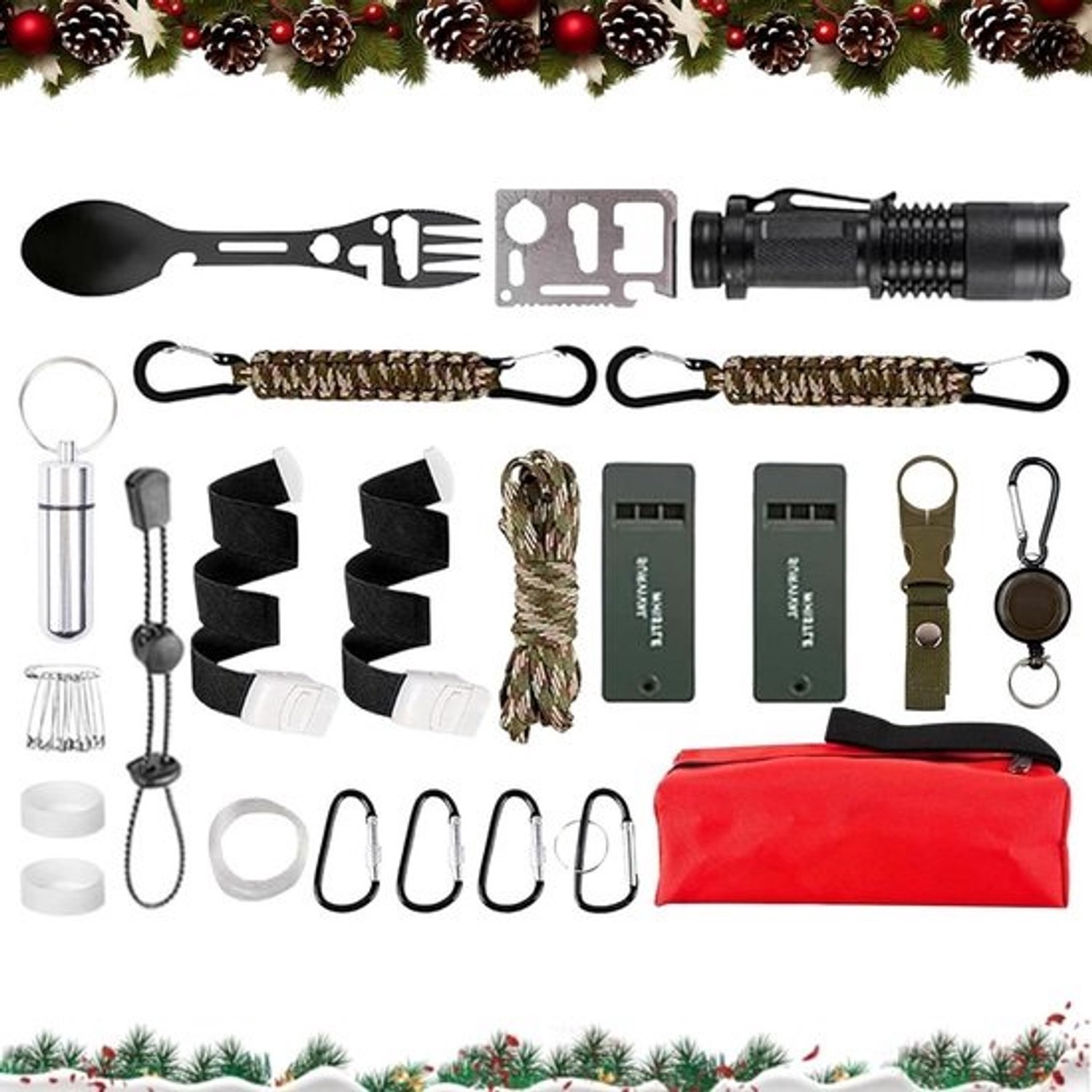 Countdown Kalender - Kerst Survival - Buitenactiviteiten - Complete Uitrusting - 325 x 225 cm - Groen