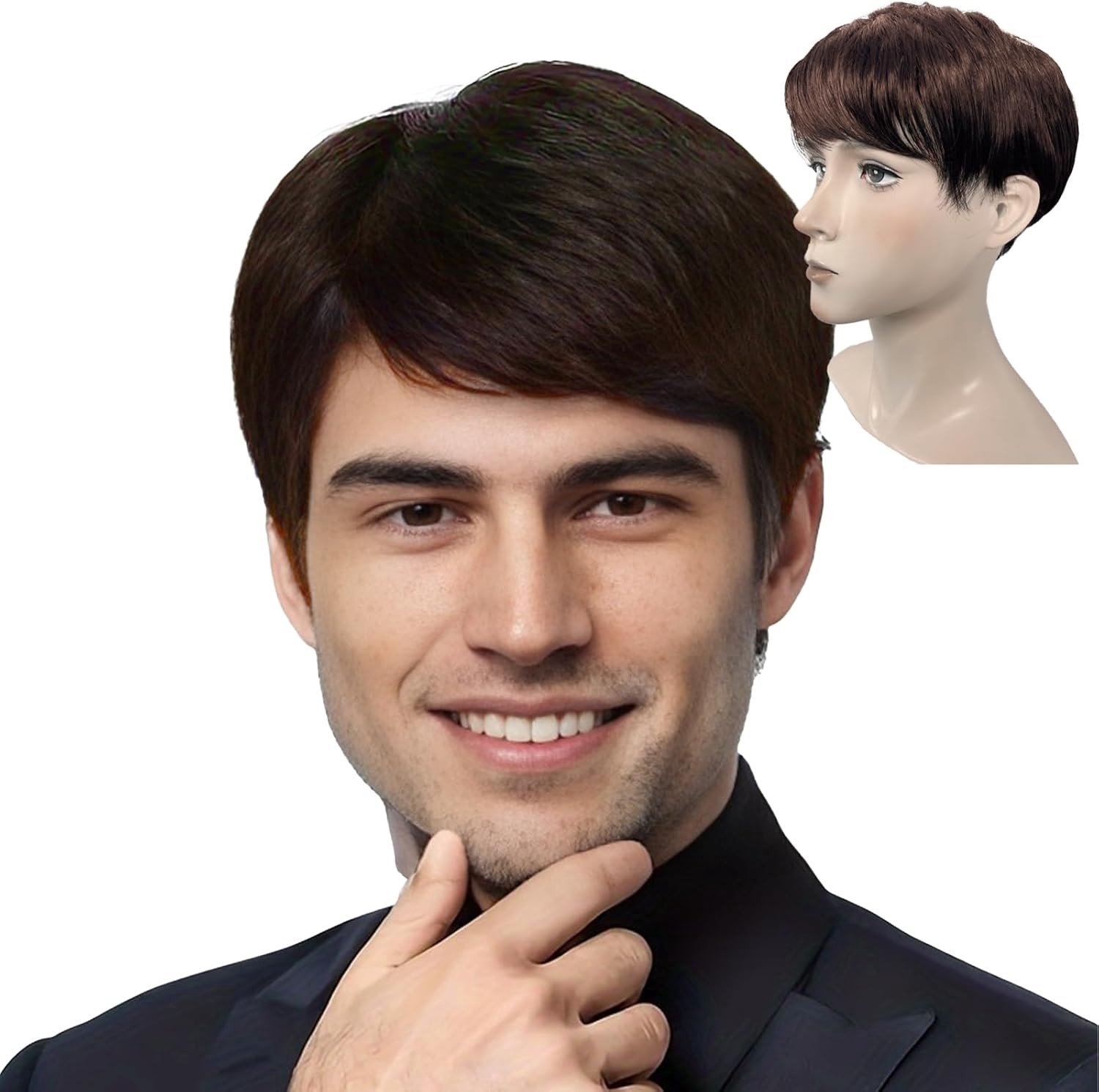Natuurlijke Bruine Haarwig voor Mannen, Perfect voor Cosplay, Feestjes en Dagelijks Gebruik