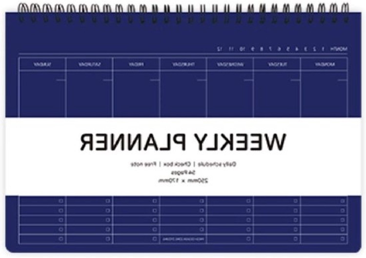 Weekplanner - Dagplanner - Taken plannen - Dateless ontwerp - 250 x 170 mm - Navyblauw