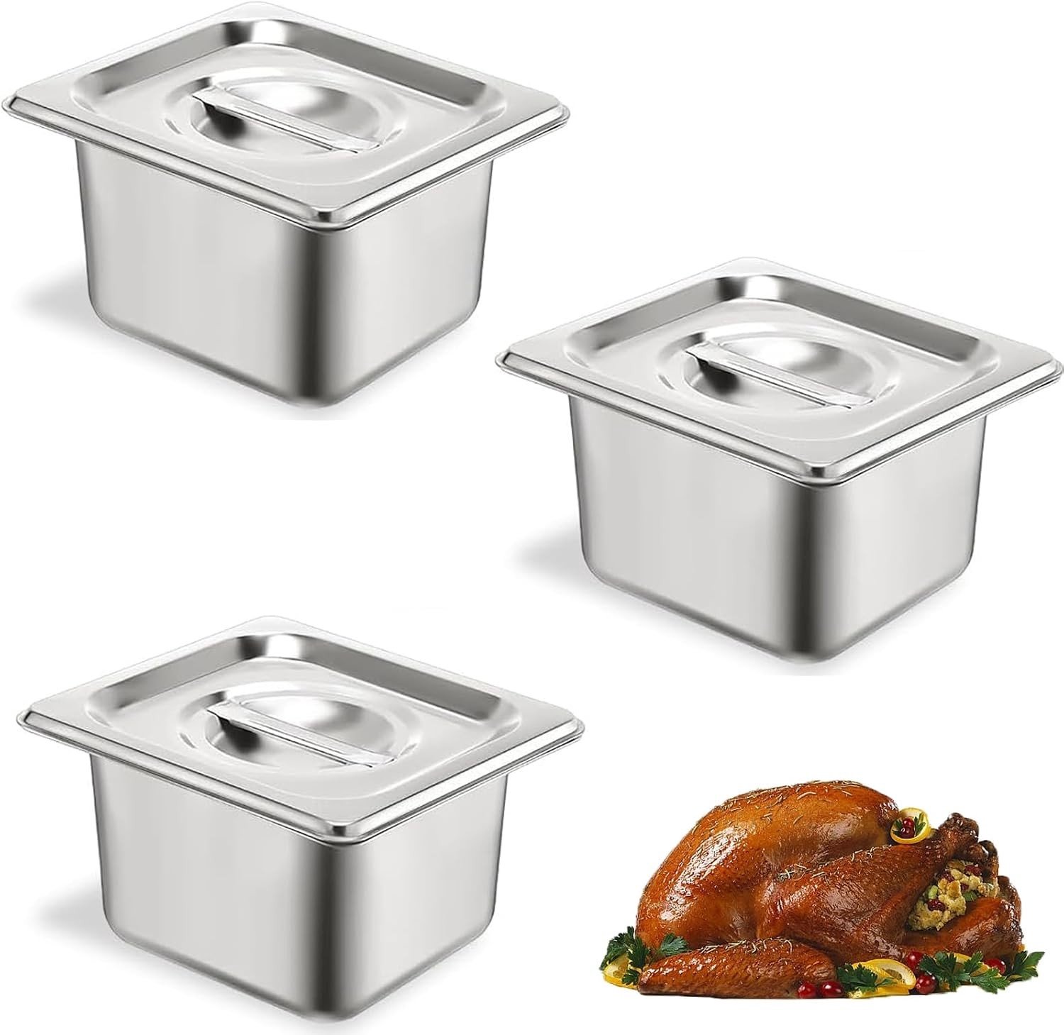 Gastronomische Container - Roestvrij staal - 17,5 x 16,2 x 10 cm - Duurzame Voedselopslag met Deksel - Voor Professionele Keukens