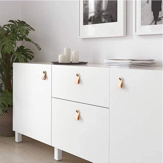 stuks lederen handgrepen meubelhandvat lederen meubels lederen lus voor kast handgrepen lederen kastdeur lade lederen meubelknoppen met schroeven, 75x25mm (beige) — afbeelding 3