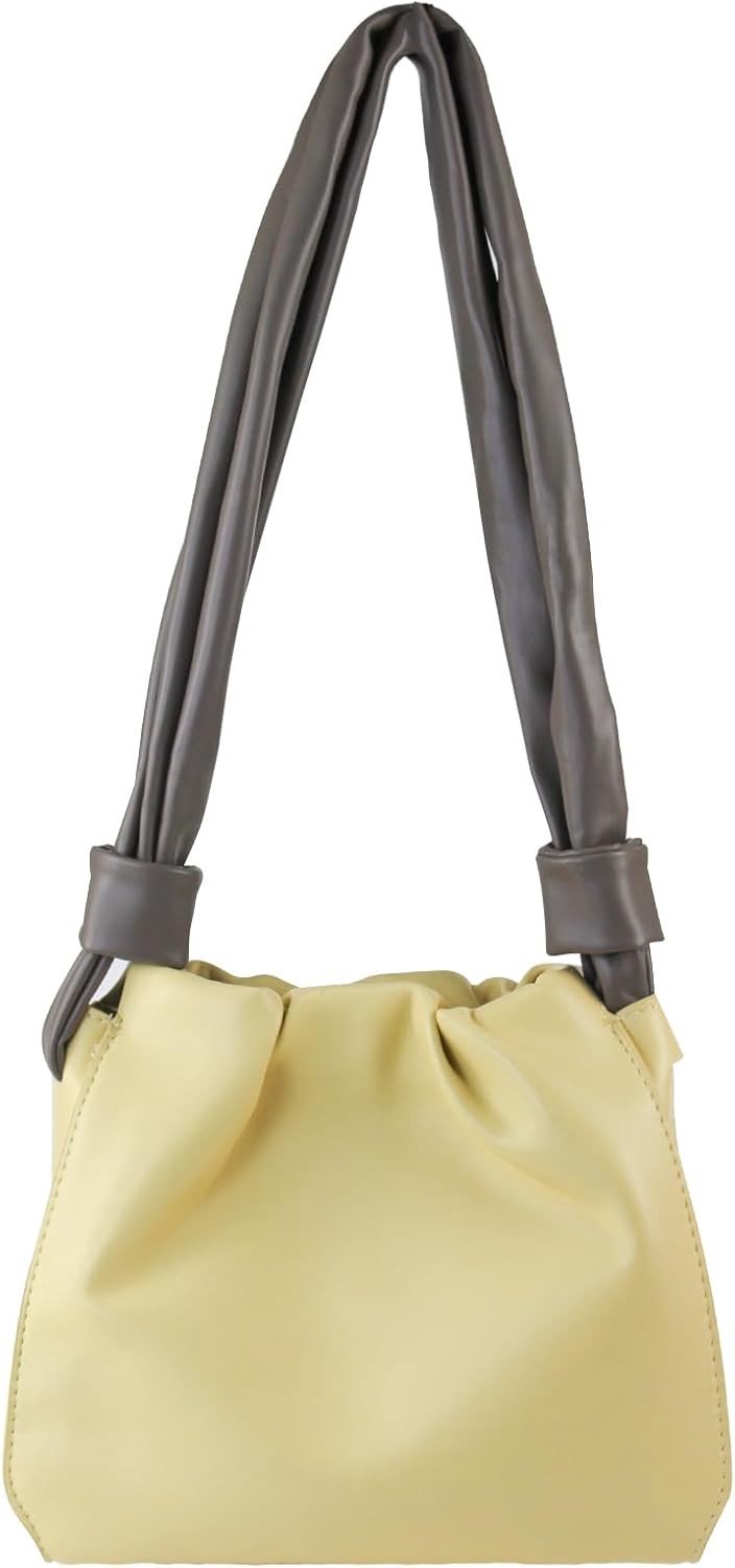 Kleine Vouwbare Schoudertas voor Vrouwen met Houten Handvat, Trendy Handtas met Afneembare Schouderriem en Magnetische Sluiting, Ideaal voor Dagelijks Gebruik en Uitjes
