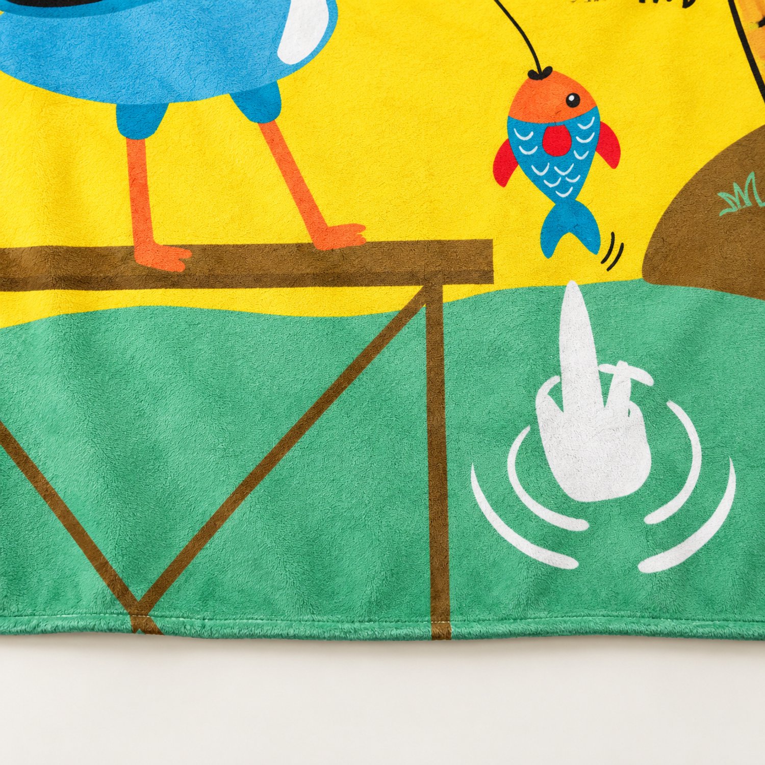 SWGOTA Kinderdeken van polyester flanel met pelikaan en pirateneiland, 130 x 150, 250 gsm geel