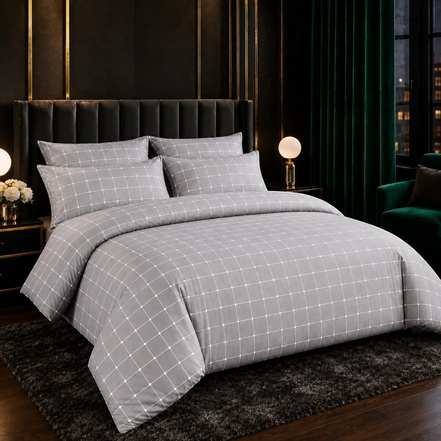 Duraxl Dekbedovertrekset - Microvezel - Omkeerbaar - 200 x 200 cm - 3-delig Grijs