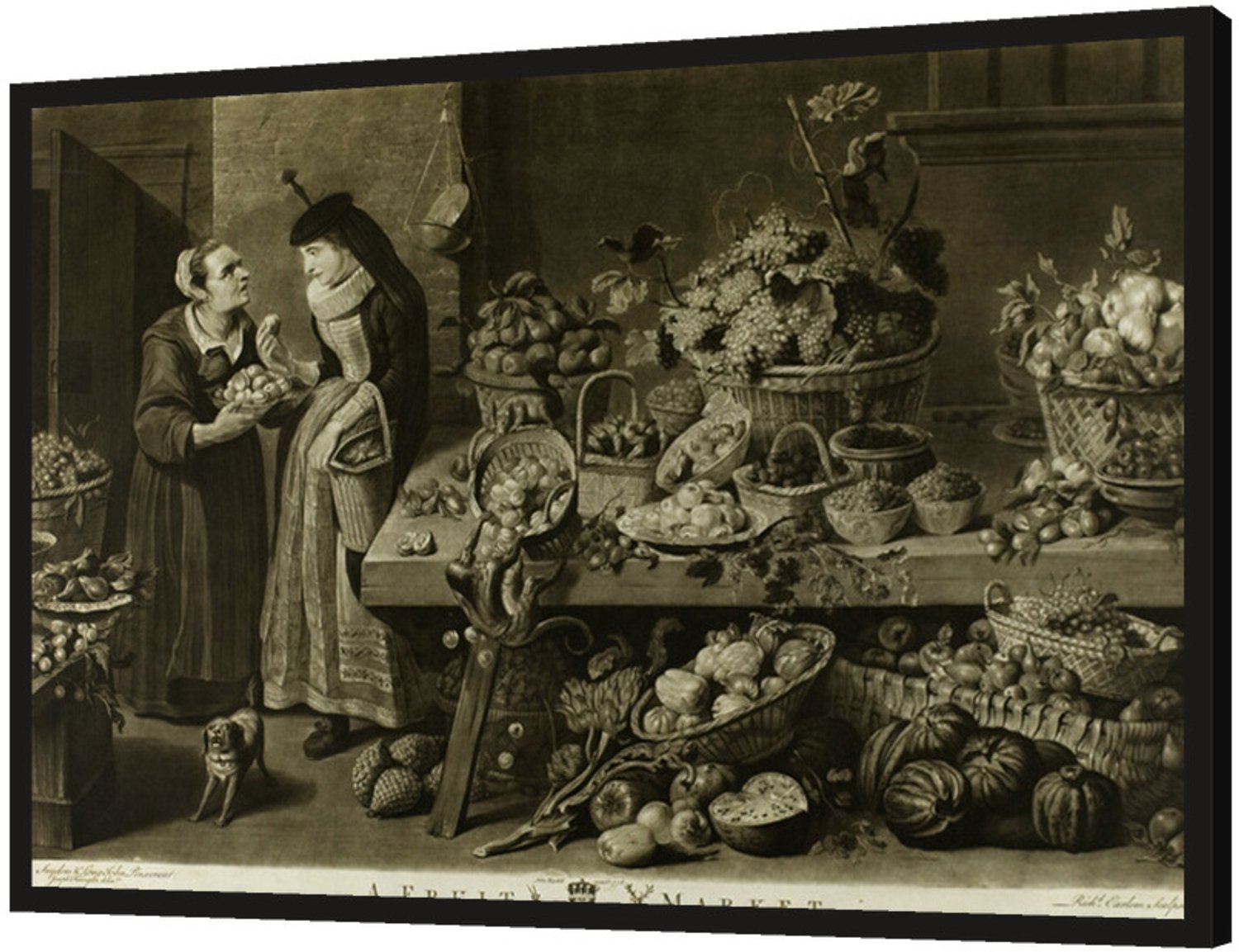 Printen.eu Ingelijste poster - A Fruit Market, from The Houghton Gallery - 30 x 20 cm Multicolor