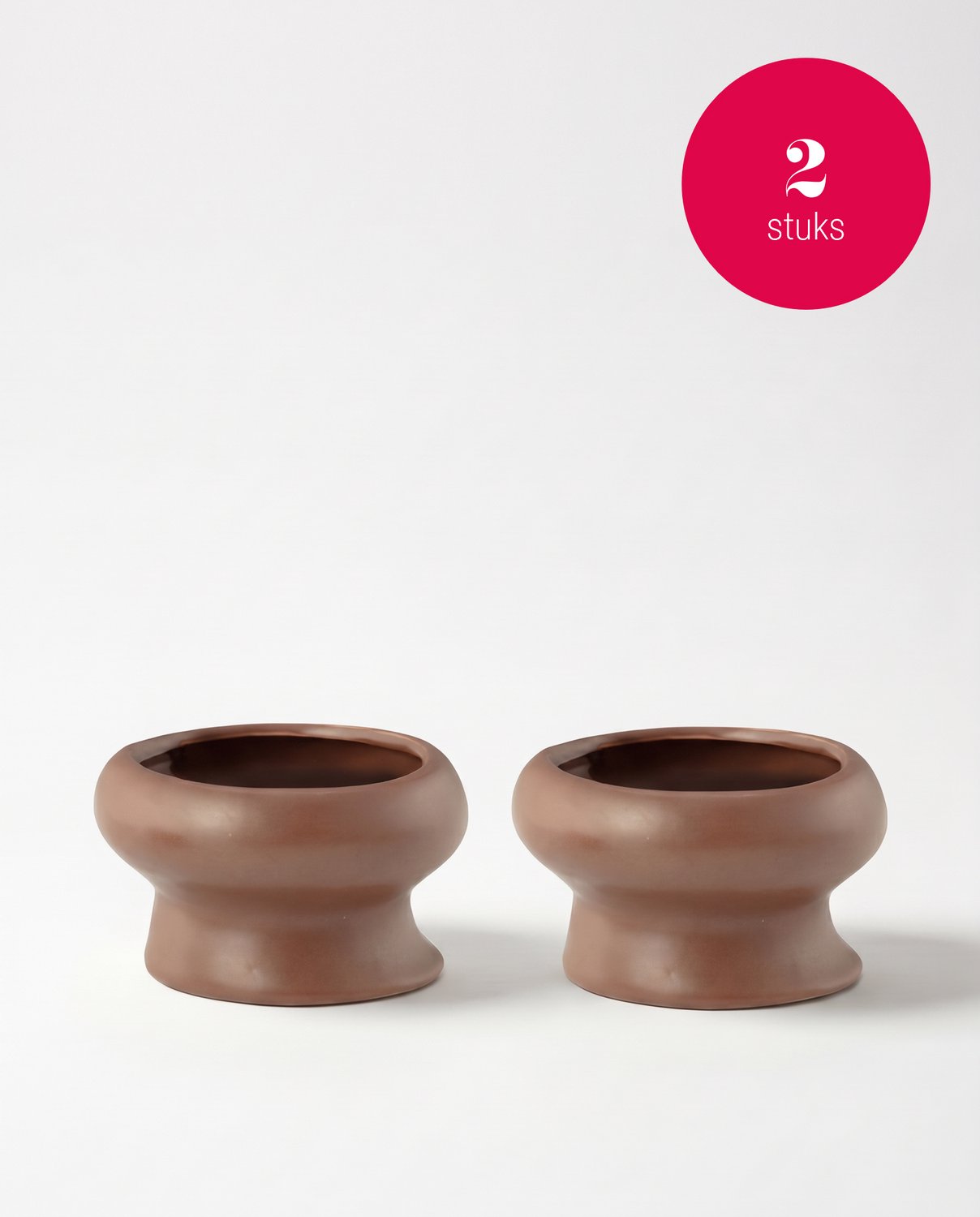 vtwonen - Waxinelichthouders Organic - Karamel - Keramiek - Set van 2 - 9 x 5,5 cm