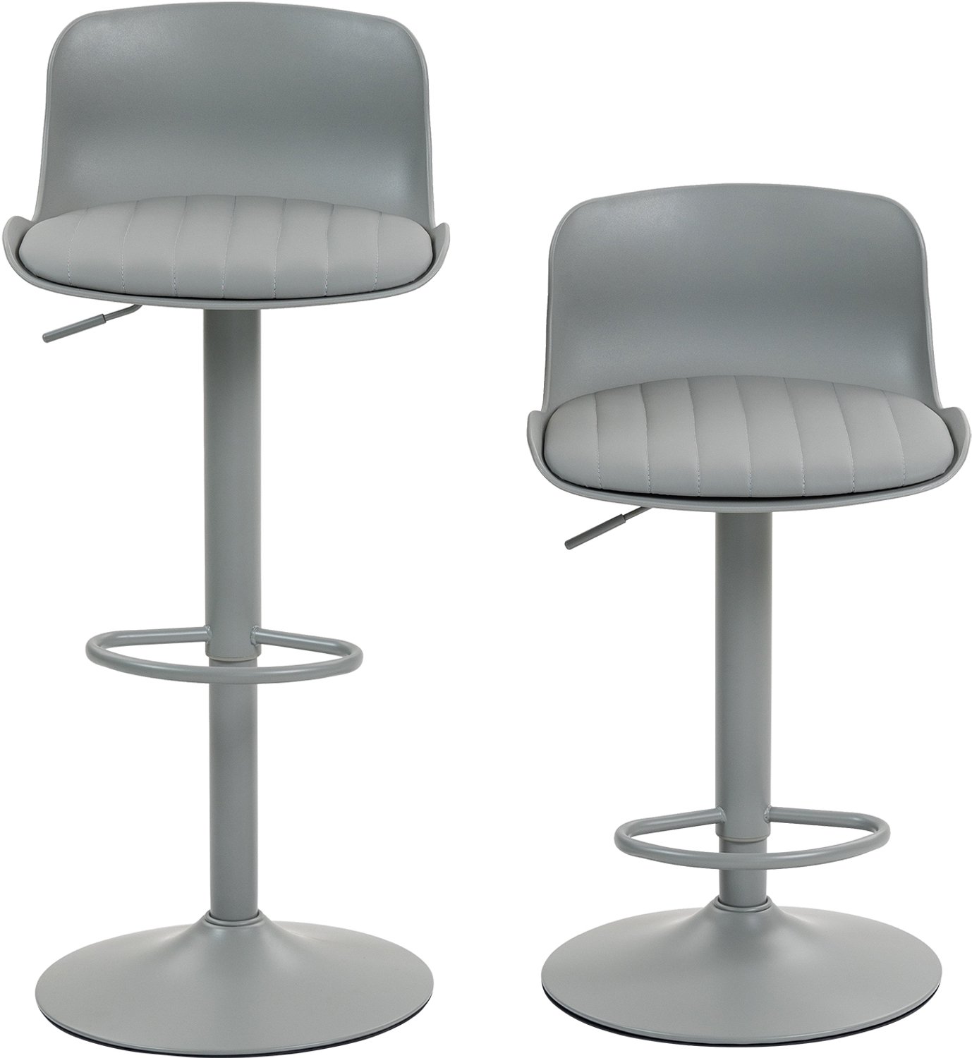 SONNENH Barkrukken set van 2 - Grijs kunststof en kunstleer - Draaibaar - Zithoogte 66–81 cm
