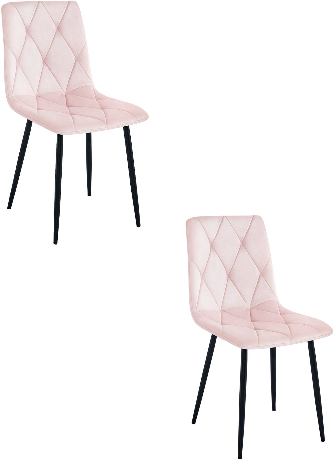 LEOBERT LIBRA Eetkamerstoelen – Set van 2 – Zwart Velvet – Zwarte Metalen Poten – Comfortabele Gestoffeerde Zitting – Modern Design – Velvet Stoel voor Woonkamer, Keuken en Eetkamer – Max. 110 kg per Stoel