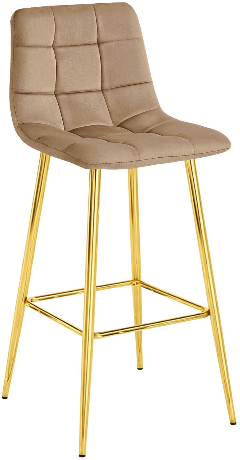LEOBERT ARCETO Barkruk – Bruin Velvet – Metalen Onderstel – Modern Design – Voor Keukeneiland, Bar en Keuken