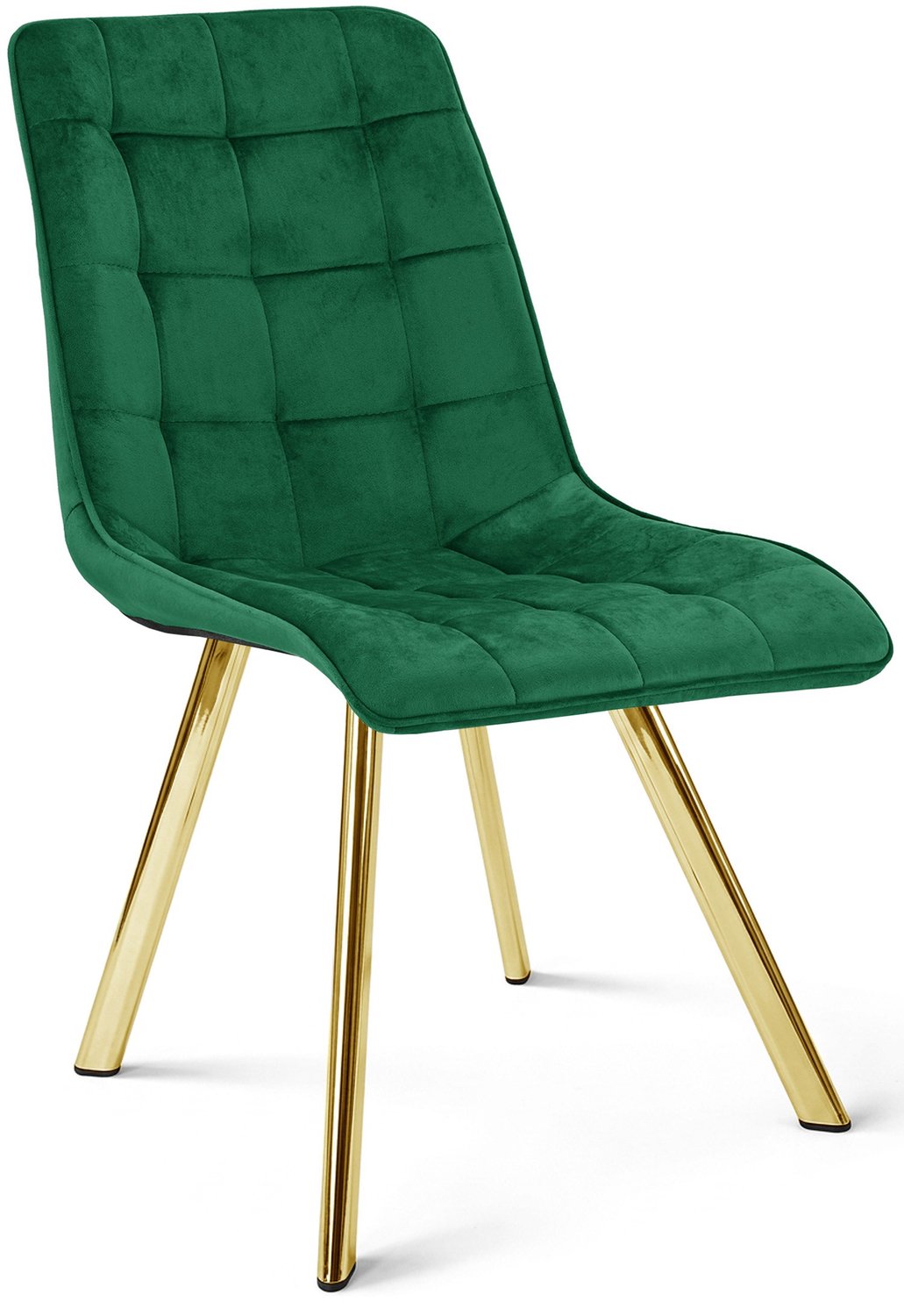 Oskar CIEZA Eetkamerstoel – Groen velvet – Goudkleurige metalen poten – Gestoffeerde zitting en rugleuning – Modern design en zitcomfort – Voor keuken en eetkamer – Zithoogte 49 cm