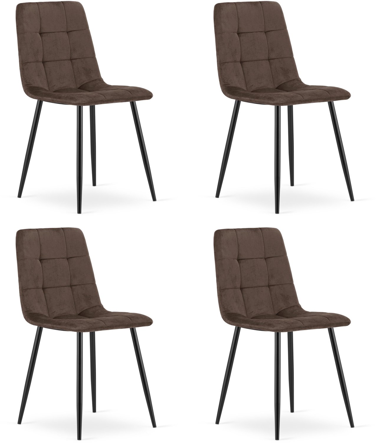 LEOBERT KARA Eetkamerstoelen – Set van 4 – Zwart Velvet – Zwarte Metalen Poten – Comfortabele Ergonomische Zitting – Modern Design – Velvet Stoel voor Woonkamer, Keuken en Eetkamer – Max. 110 kg per Stoel